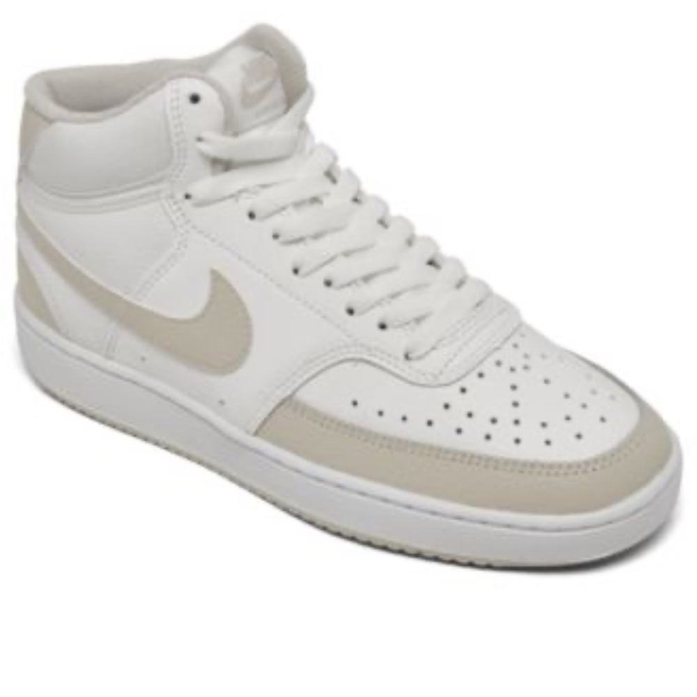 Nike White and Tan Leather High-Top Sneakers